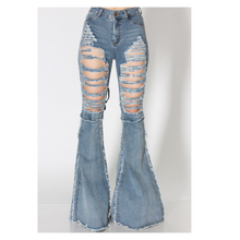 Distressed Thigh Bell Bottoms