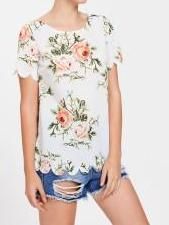 Scallop Edge Floral Top
