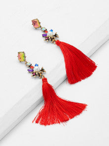 Gem Tassel Earrings