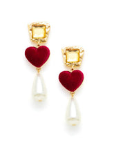 Faux Pearl Heart Drop Earrings