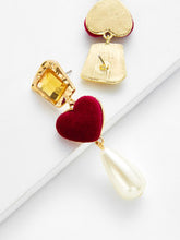 Faux Pearl Heart Drop Earrings