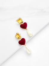 Faux Pearl Heart Drop Earrings