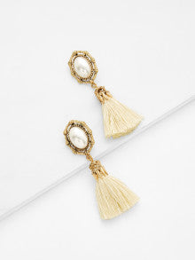 Tasseled Faux Pearl Earrings