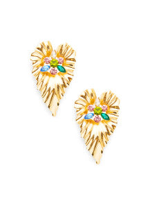 Rhinestone Leaf Earrings