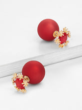 Faux Red Pearl Stud Earrings
