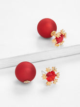 Faux Red Pearl Stud Earrings