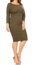 Olive Bodycon Midi Dress