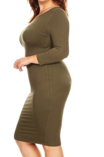 Olive Bodycon Midi Dress