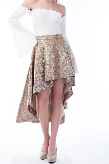 Metallic High Low Skirt
