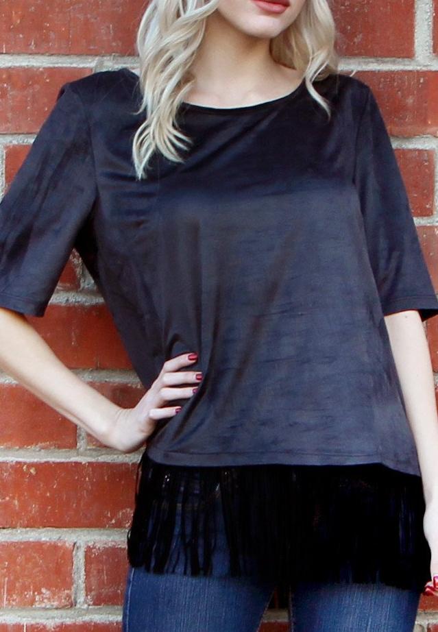 Suede Fringe Blouse