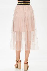 Pearled Tulle Skirt
