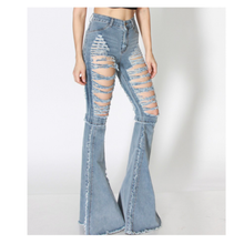 Distressed Thigh Bell Bottoms