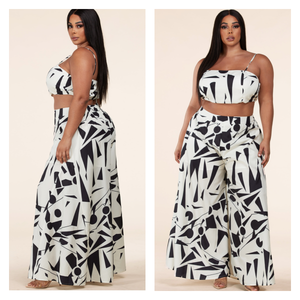 Curve Abstract Pant Set