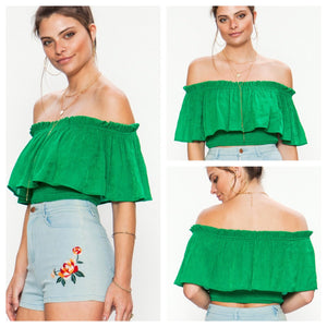 Gauze Ruffle Crop