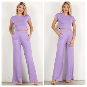 2 Piece Solid Pant Set