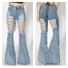 Distressed Thigh Bell Bottoms