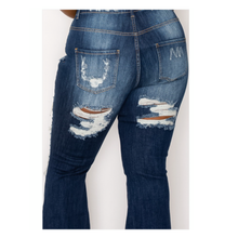 Distressed Thigh Flare Jeans