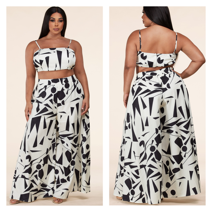 Curve Abstract Pant Set
