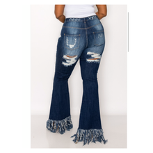 Distressed Thigh Flare Jeans
