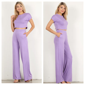 2 Piece Solid Pant Set