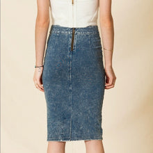 Knit Denim Pencil Skirt